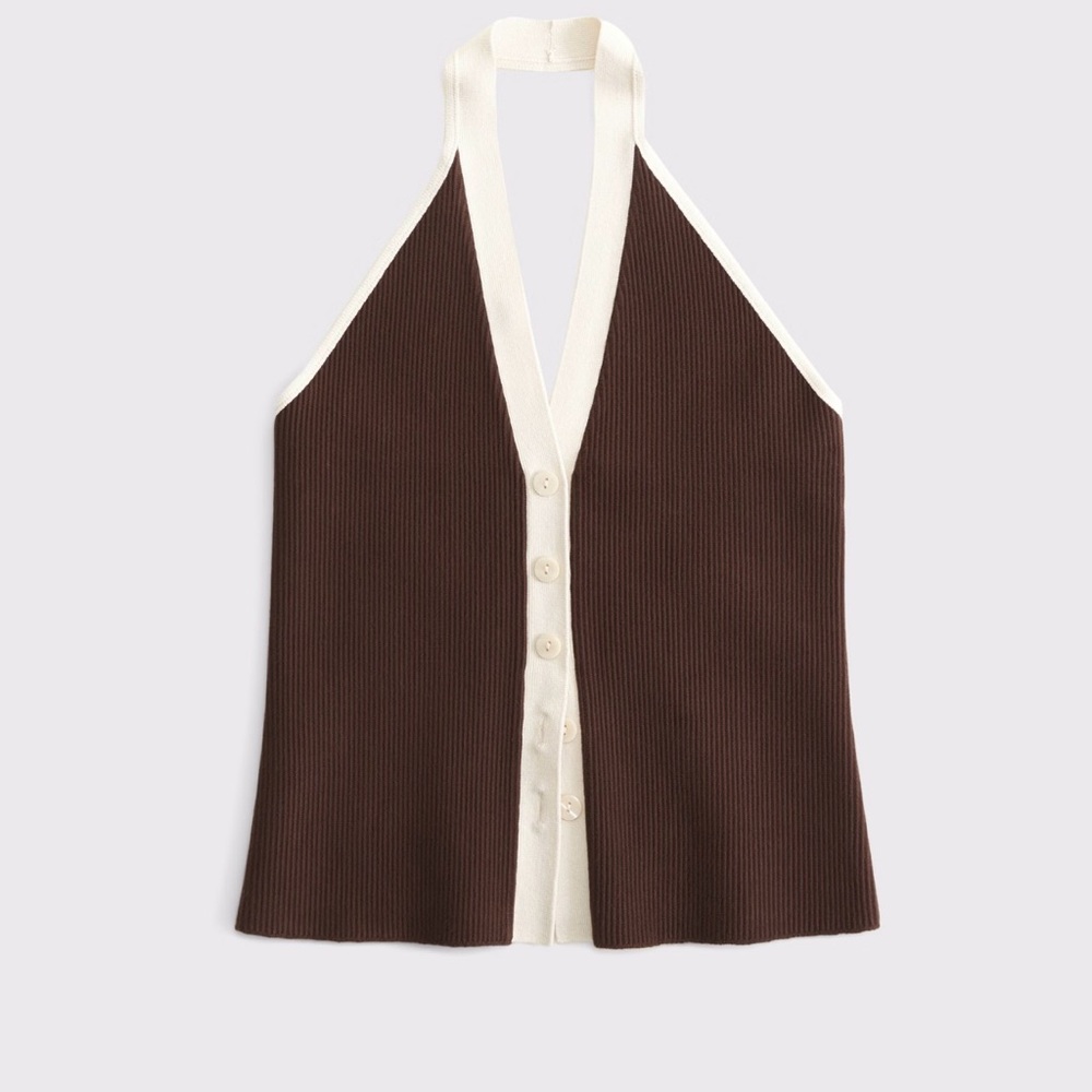 Brown and Cream Halter Top